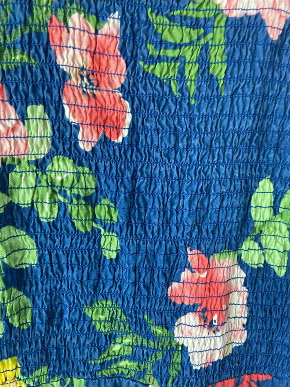 Blair Floral Smocked Midi Dress Blue Pink Cottagecore Size M